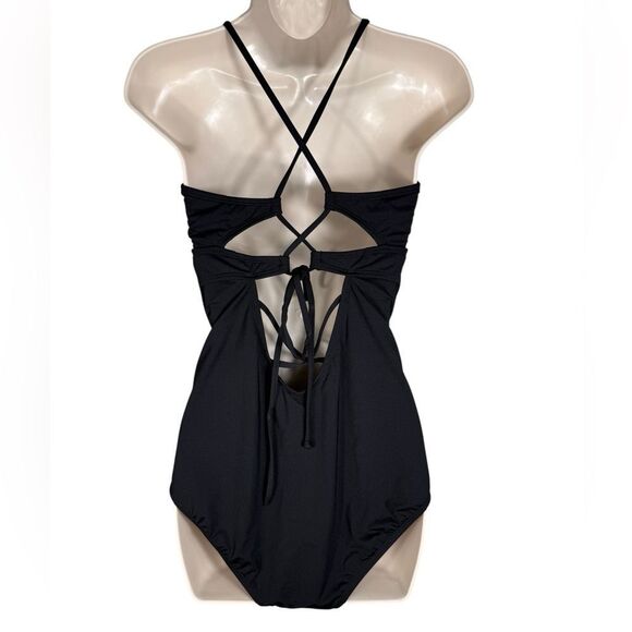 Athleta Black Criss Cross Strappy Back Moderate Coverage One Piece Swimsuit - Picture 4 of 12